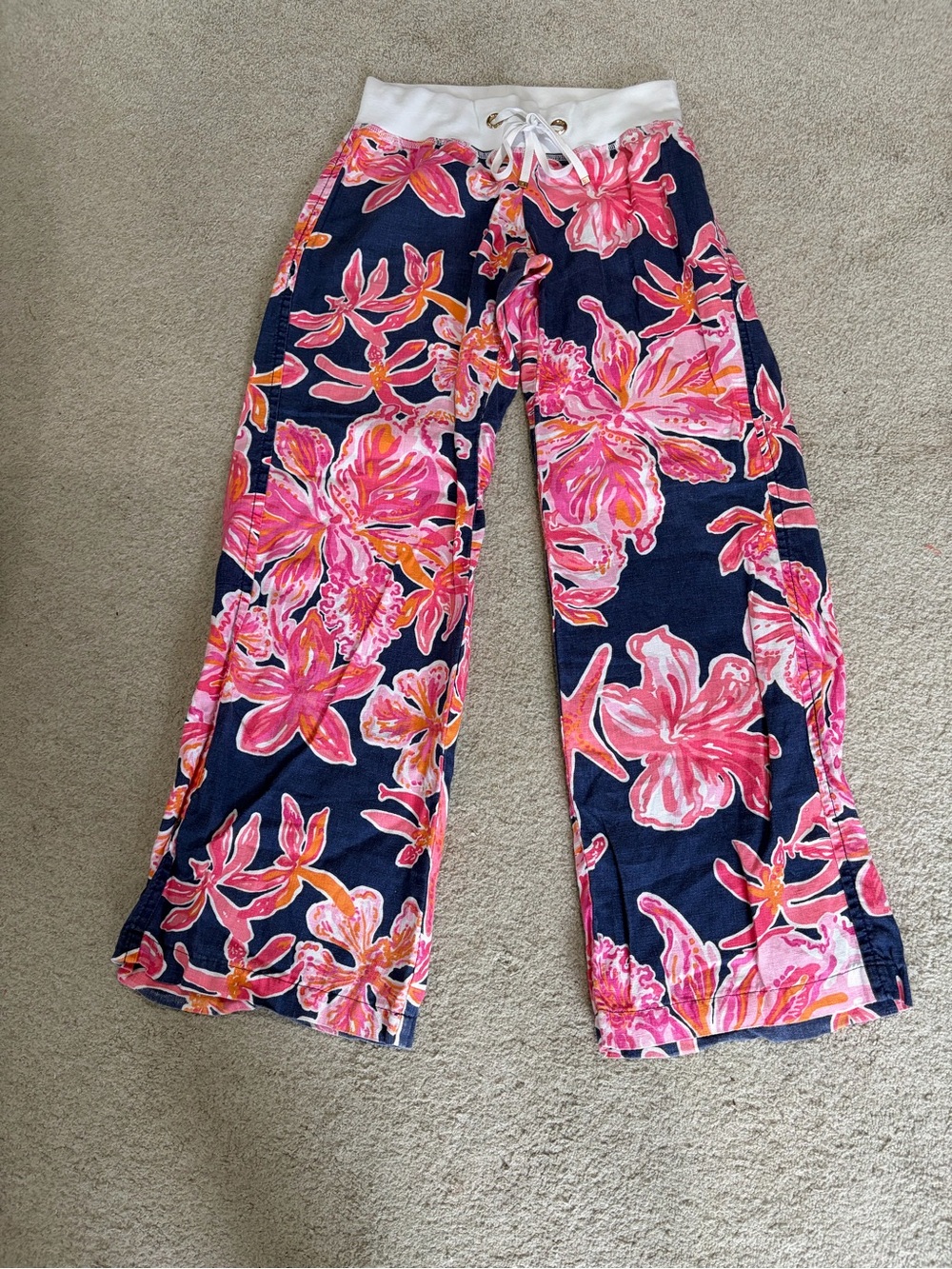 Lilly Pulitzer ‘The Beach Short’ Linen Pants, Women’s S Tropical Floral Pants